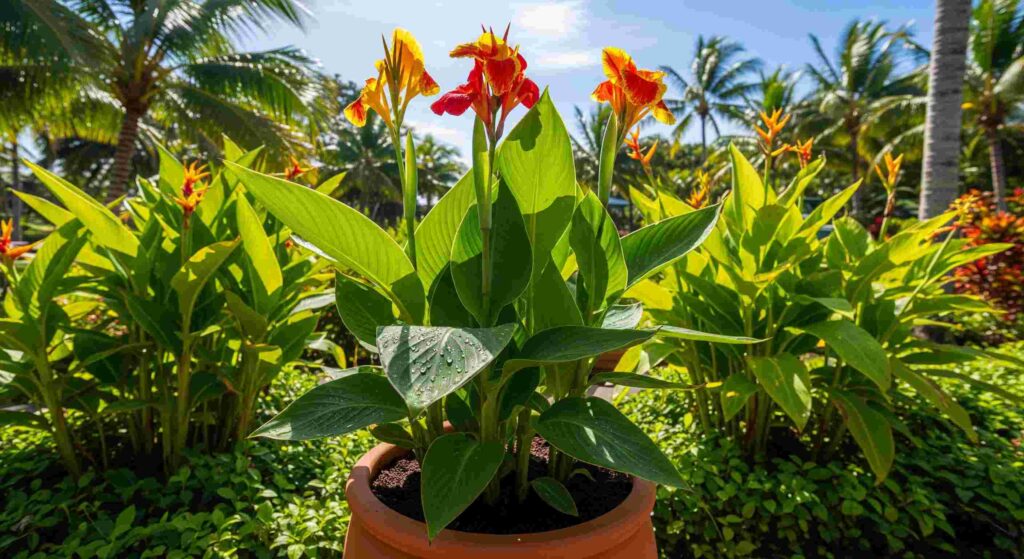large tropical outdoor potted plants