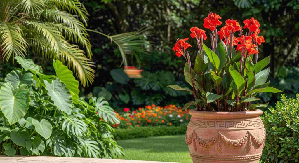 large tropical outdoor potted plants